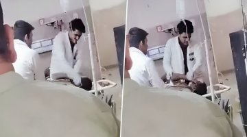شاهد”فيديو” طبيب يعتدي على مريض بعنف بعدما تفاجأ بأمر صادم …احذروا قبل ان يقع الفأس بالراس