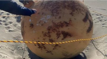 بقطر 1.5 متر.. العثور على كرة حديدية غامضة جرفتها الأمواج والمفاجأة التي وضعت العلماء في حيرة ماعثر عليه بداخلها (فيديو)