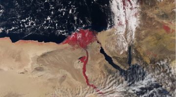لماذا تجري مياه النيل باللون الأحمر القرمزي في أحدث صور للأقمار الصناعية.. اليكم السر